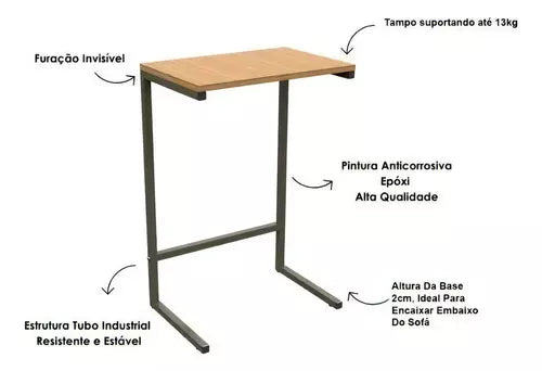 MESA DE APOIO LATERAL INDUSTRIAL PINUS SVEINN