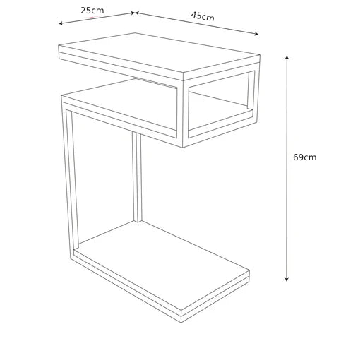 MESA DE APOIO LATERAL INDUSTRIAL EM S 69 x 25 x 45